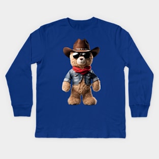 Cowboy Teddy Bear Kids Long Sleeve T-Shirt